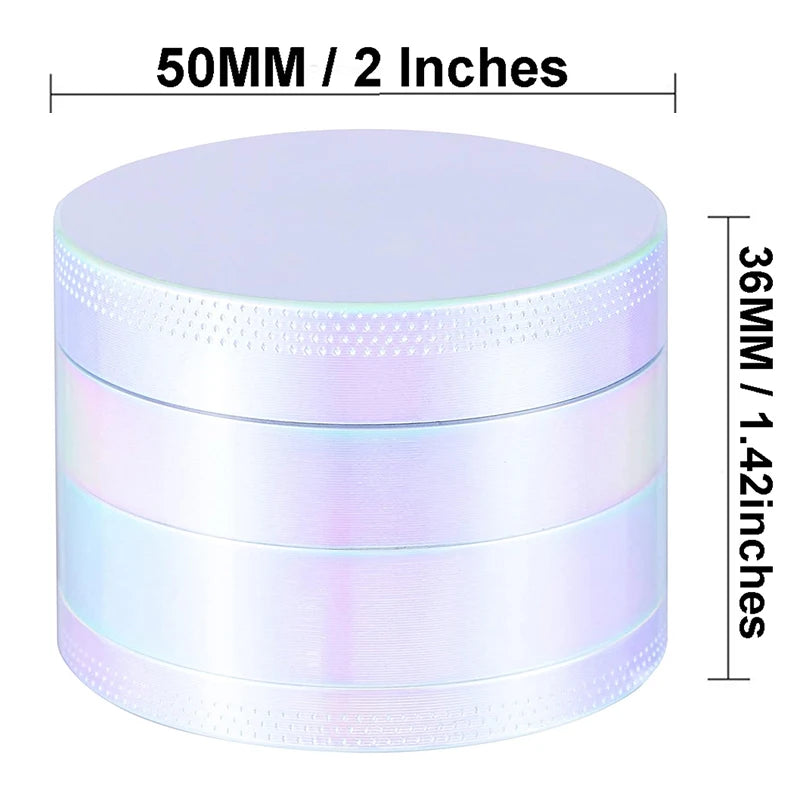 50/63MM Dry Herb Grinder 4-layer Iridescent Tobacco Grinder Spice Miller Crusher Zinc Alloy Smoke Accessories Nano Paint Surface