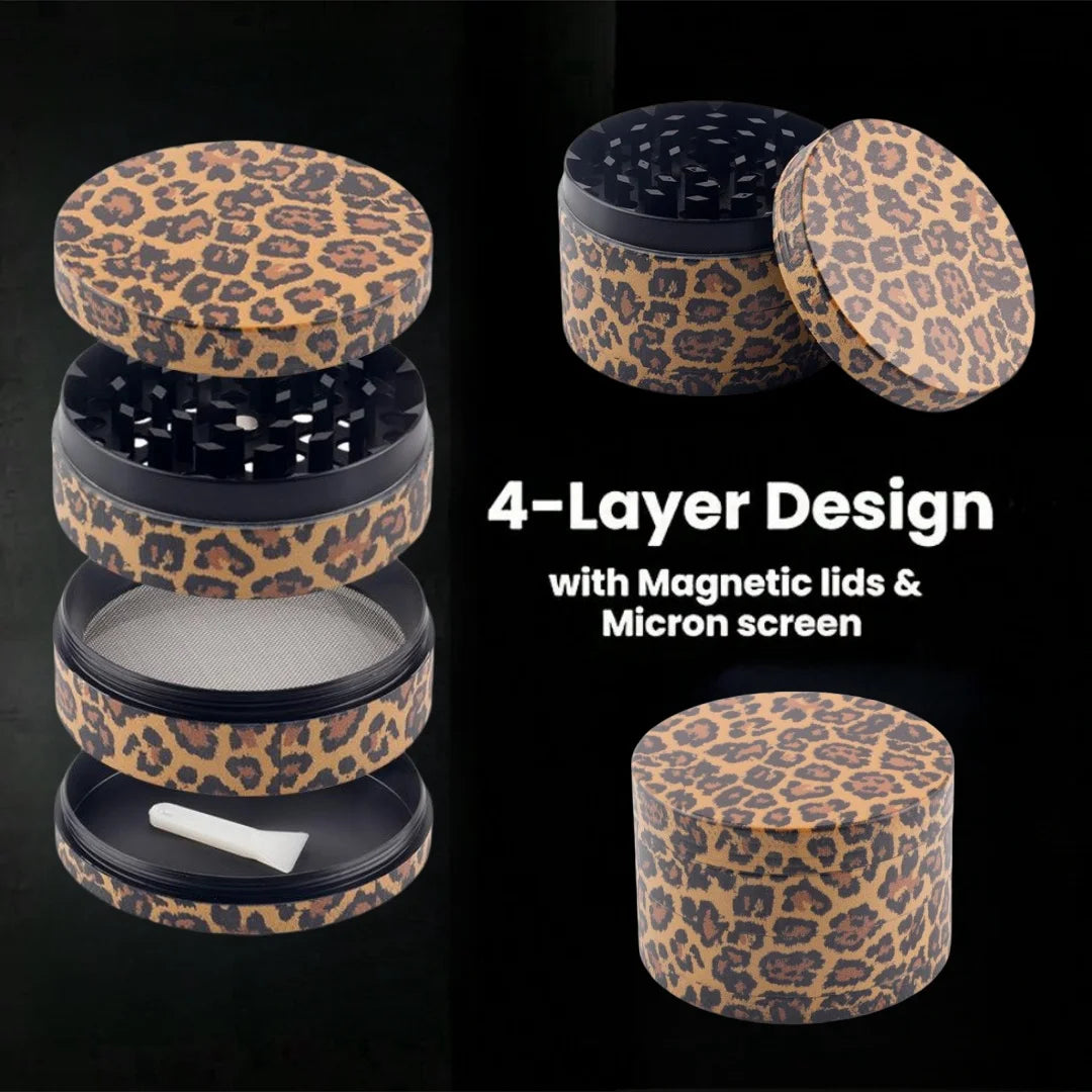 1.6/2 Inch Leopard Print Herb Grinder 4 Sections