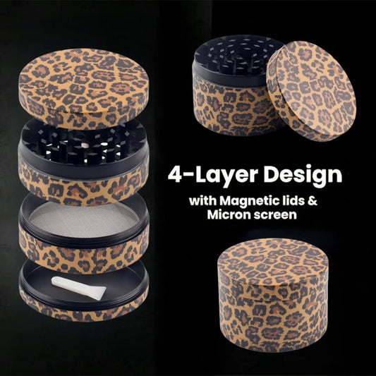 1.6/2 Inch Leopard Print Herb Grinder 4 Sections