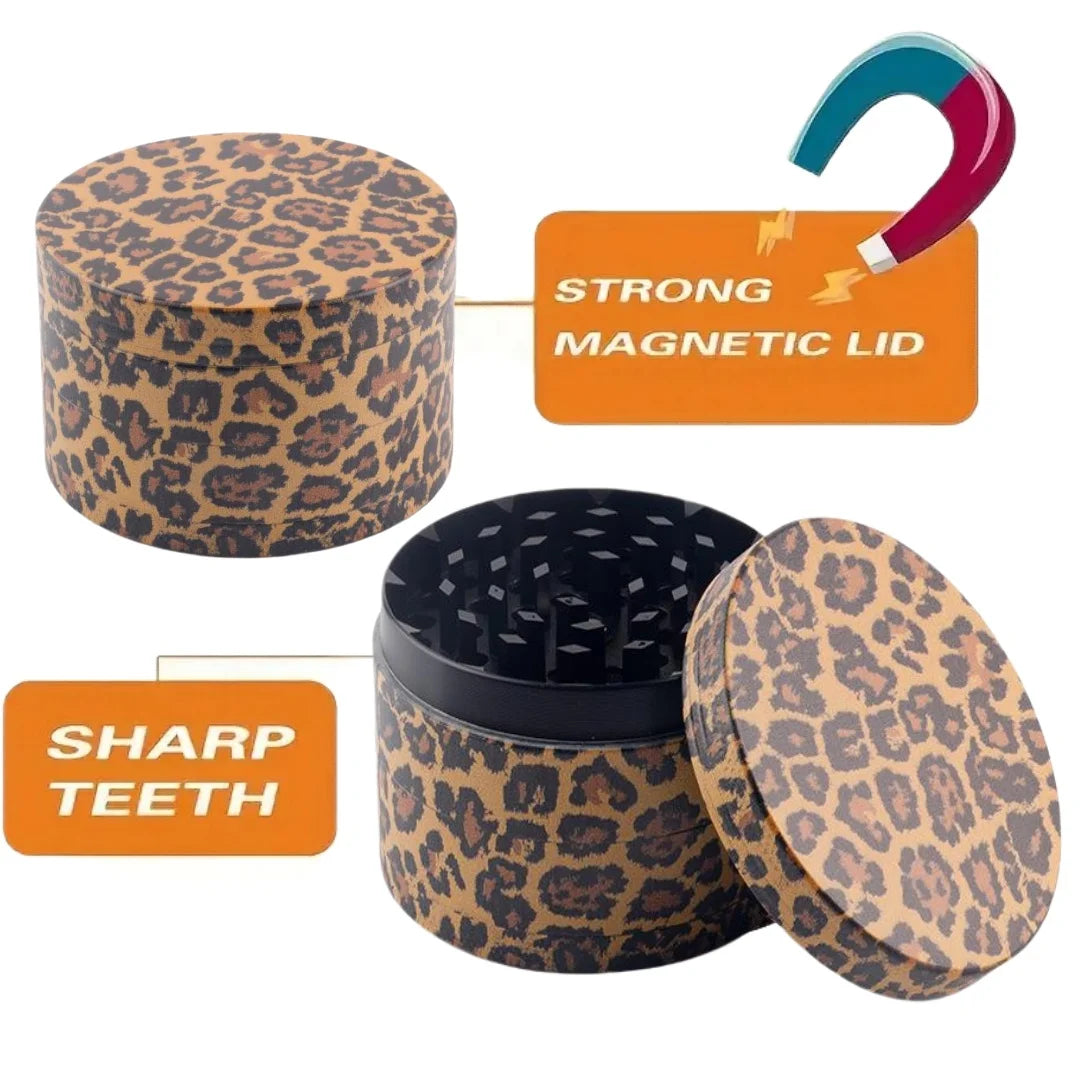 1.6/2 Inch Leopard Print Herb Grinder 4 Sections